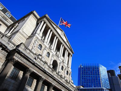 upward view of the Bank of England against background of blue skies