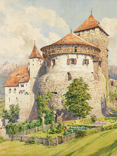 Ludwig Hans Fischer, detail from “View of Vaduz Castle from the south,“ 1907 