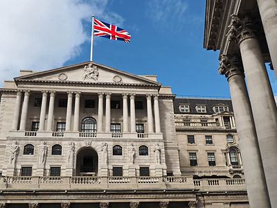 Bank of England with flag