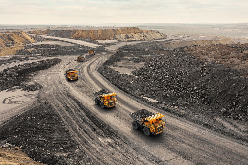 mining quarry with trucks