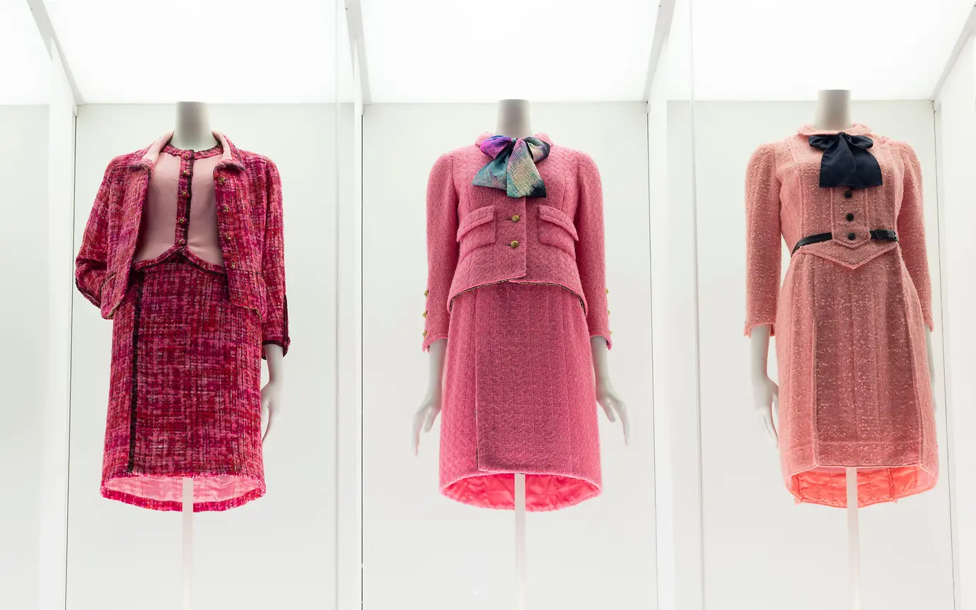 3 pink chanel suits 