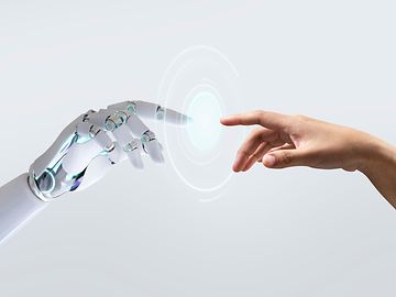robot and hand touching