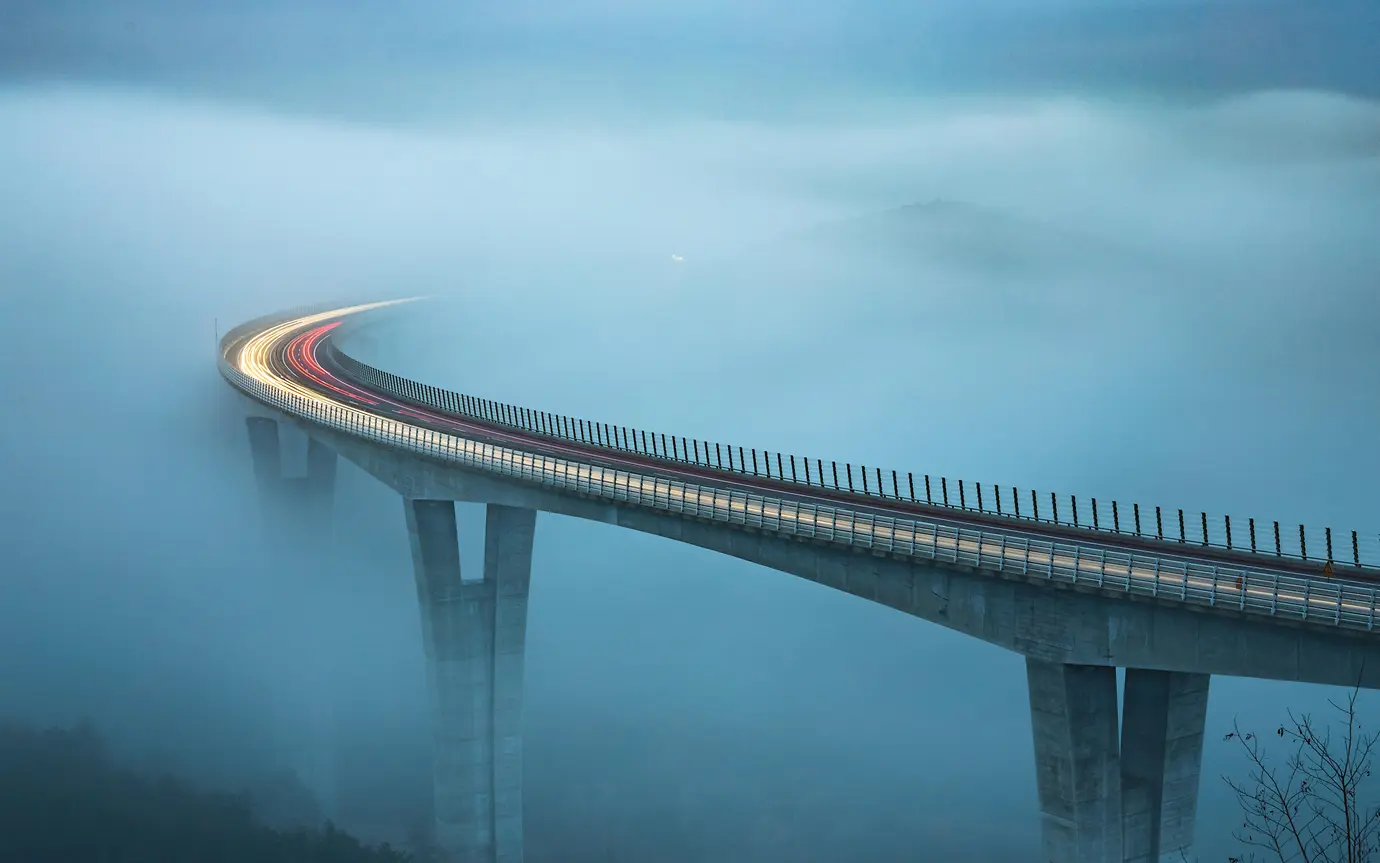 Highway in fog