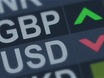 British pound rising, American dollar falling exchange rate 