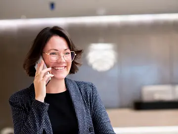 Investment person on phone