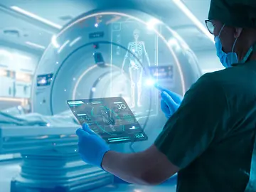 Doctor work with tablet computer,