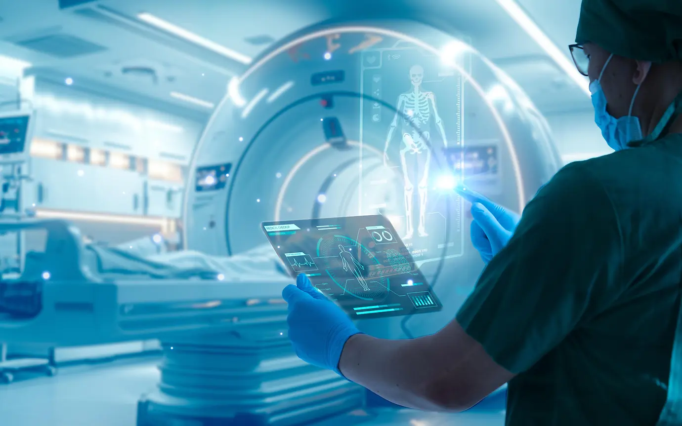 Doctor work with tablet computer,