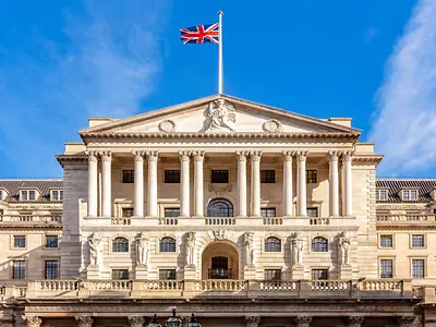 Bank of England building in City of London