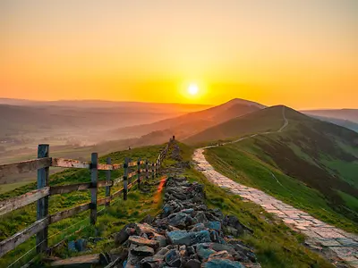 Stone footpath and wooden fence