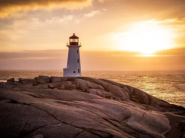 Sunset view with lighthouse