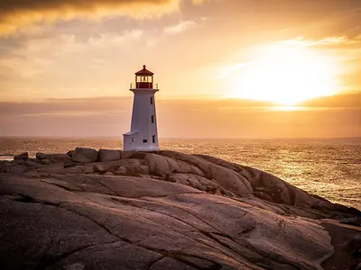 Sunset view with lighthouse