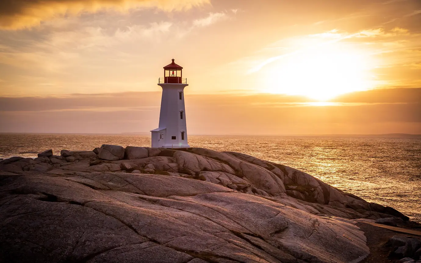 Sunset view with lighthouse